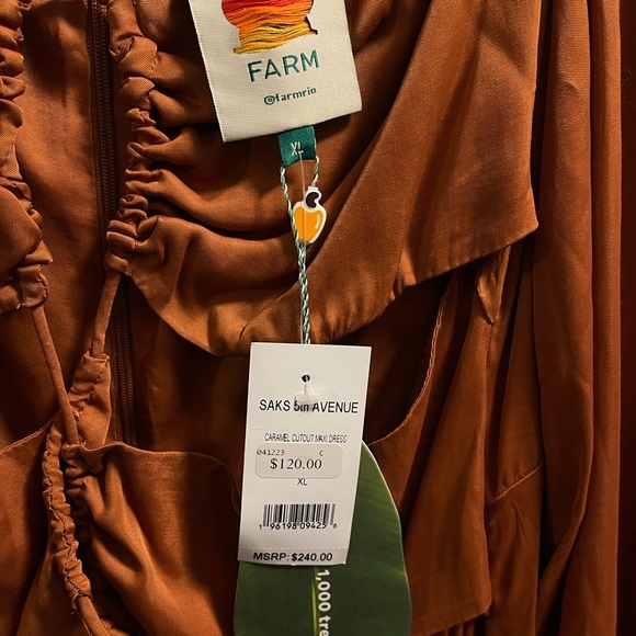 NWT Farm Rio Rust Satin Midi Dress - Size 12 - Picture 4 of 7